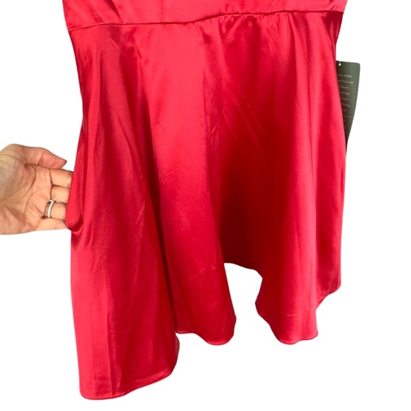 B. Smart Pleated Fit & Flare Satin Slip Skater Dress NWT - Picture 4 of 6